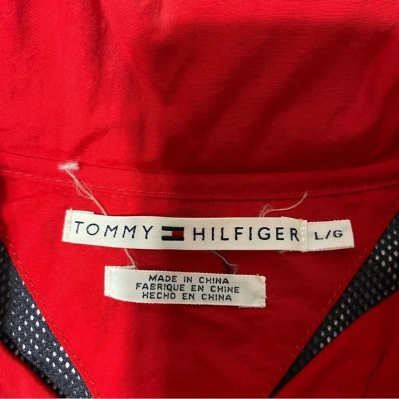 Tommy Hilfiger Vintage Red Windbreaker Womens Size Large Full Zip - Picture 4 of 10